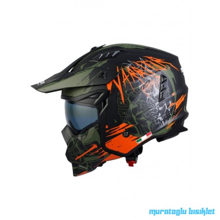 SWAY - FS-X1 SEUL WARRIOR FULLFACE KASK - SİYAH YEŞİL TURUNCU - Large Beden