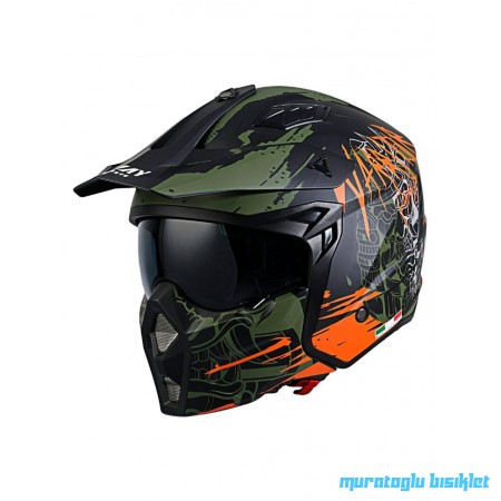 SWAY - FS-X1 SEUL WARRIOR FULLFACE KASK - SİYAH YEŞİL TURUNCU - Large Beden