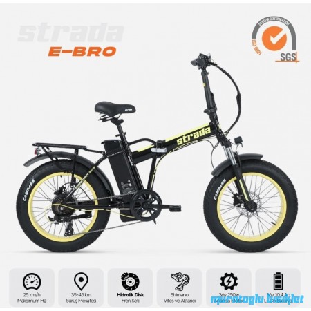 20J STRADA E-BRO ELEKTRİKLİ KATLANIR BİSİKLET - SİYAH SARI 20J STRADA E-BRO ELEKTRİKLİ KATLANIR BİSİKLET - SİYAH SARI