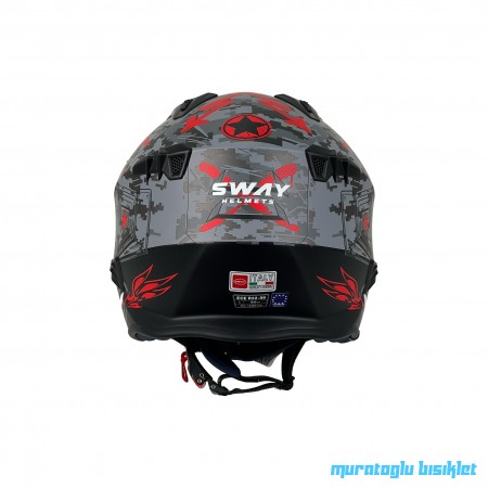 SWAY - FS-X2 TROOPER FULLFACE KASK - SİYAH KIRMIZI GRİ - MEDİUM BEDEN SWAY - FS-X2 TROOPER FULLFACE KASK - SİYAH KIRMIZI GRİ - MEDİUM BEDEN