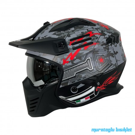 SWAY - FS-X2 TROOPER FULLFACE KASK - SİYAH KIRMIZI GRİ - MEDİUM BEDEN SWAY - FS-X2 TROOPER FULLFACE KASK - SİYAH KIRMIZI GRİ - MEDİUM BEDEN