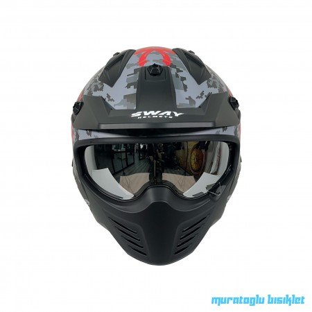 SWAY - FS-X2 TROOPER FULLFACE KASK - SİYAH KIRMIZI GRİ - LARGE BEDEN SWAY - FS-X2 TROOPER FULLFACE KASK - SİYAH KIRMIZI GRİ - LARGE BEDEN