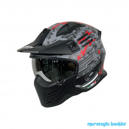 SWAY - FS-X2 TROOPER FULLFACE KASK - SİYAH KIRMIZI GRİ - LARGE BEDEN SWAY - FS-X2 TROOPER FULLFACE KASK - SİYAH KIRMIZI GRİ - LARGE BEDEN