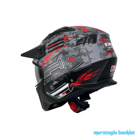 SWAY - FS-X2 TROOPER FULLFACE KASK - SİYAH KIRMIZI GRİ - LARGE BEDEN SWAY - FS-X2 TROOPER FULLFACE KASK - SİYAH KIRMIZI GRİ - LARGE BEDEN