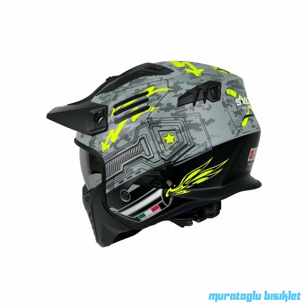 SWAY - FS-X2 TROOPER FULLFACE KASK - GRİ NEON SARI SİYAH - LARGE BEDEN