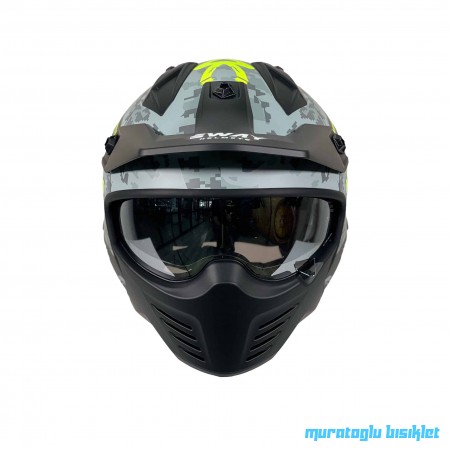 SWAY - FS-X2 TROOPER FULLFACE KASK - GRİ NEON SARI SİYAH - LARGE BEDEN