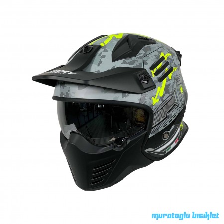 SWAY - FS-X2 TROOPER FULLFACE KASK - GRİ NEON SARI SİYAH - LARGE BEDEN
