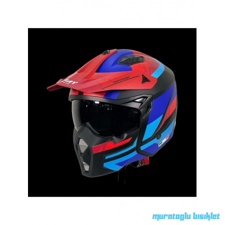 SWAY - FS-X2 TRAK FULLFACE KASK - SİYAH KIRMIZI MAVİ - LARGE BEDEN