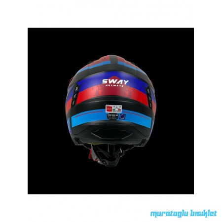 SWAY - FS-X2 TRAK FULLFACE KASK - SİYAH KIRMIZI MAVİ - LARGE BEDEN