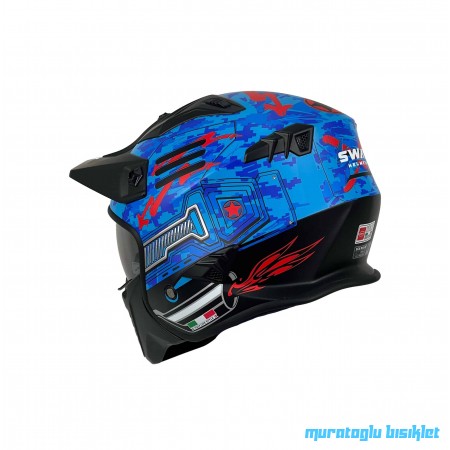 SWAY - FS-X2 TROOPER FULLFACE KASK - MAVİ KIRMIZI - LARGE BEDEN SWAY - FS-X2 TROOPER FULLFACE KASK - MAVİ KIRMIZI - LARGE BEDEN