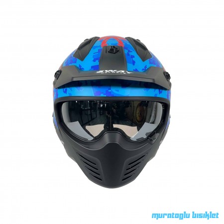 SWAY - FS-X2 TROOPER FULLFACE KASK - MAVİ KIRMIZI - LARGE BEDEN SWAY - FS-X2 TROOPER FULLFACE KASK - MAVİ KIRMIZI - LARGE BEDEN