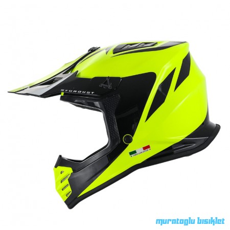 SWAY - FS-618 STARDUST CROSS KASK - PARLAK SARI SİYAH - XLARGE BEDEN