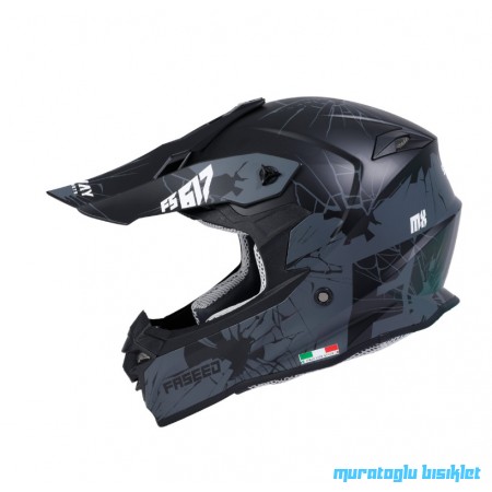 SWAY - FS-617 CRAK CROSS KASK - MAT SİYAH GRİ - XLARGE BEDEN