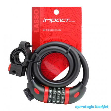 IMPACT Kilit - LASSO, 12x1000, Şifreli, Braketli, Kırmızı