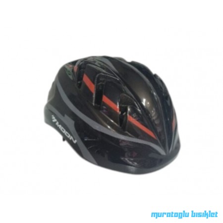MOON MV-7 ÇOCUK KASK ÇİZGİ DESENLİ - SİYAH KIRMIZI  GRİ - S