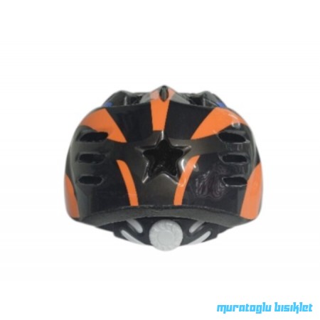 MOON MV-7 ÇOCUK KASK ÇİZGİ DESENLİ - SİYAH TURUNCU MAVİ - S