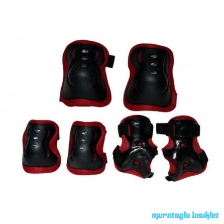 TEX ÇOCUK DİZLİK DİRSEKLİK SET   - KIRMIZI SİYAH