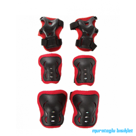 TEX ÇOCUK DİZLİK DİRSEKLİK SET   - KIRMIZI SİYAH