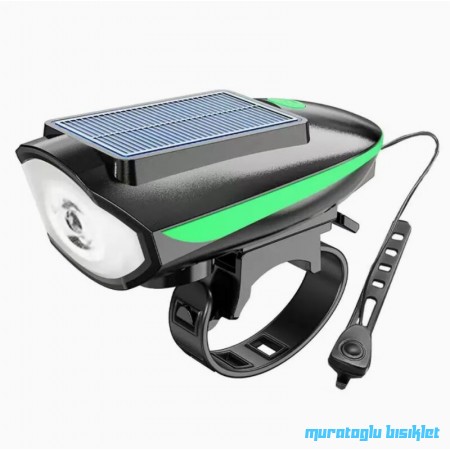 KRYPT - XBYC-6163 SOLAR ÖN FAR ve KORNA ŞARJLI - SİYAH YEŞİL