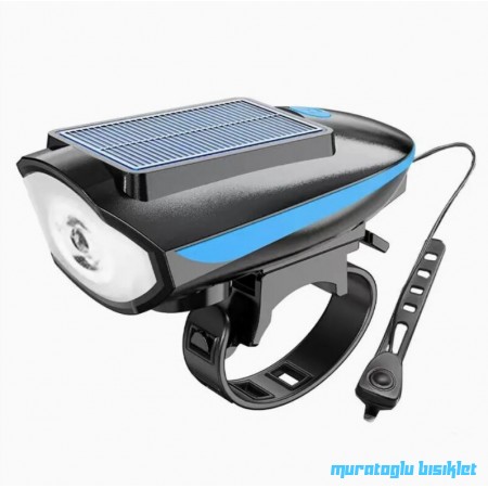 KRYPT - XBYC-6163 SOLAR ÖN FAR ve KORNA ŞARJLI - SİYAH MAVİ