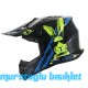 SWAY - FS-618 BUNNY CROSS KASK - PARLAK SİYAH MAVİ YEŞİL - LARGE BEDEN