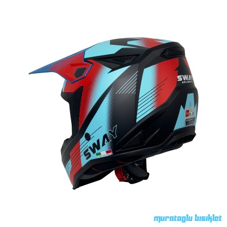 SWAY - FS-635 NOVA CROSS KASK - SİYAH KIRMIZI MAVİ - L BEDEN