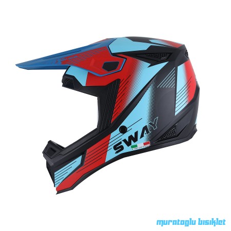 SWAY - FS-635 NOVA CROSS KASK - SİYAH KIRMIZI MAVİ - L BEDEN
