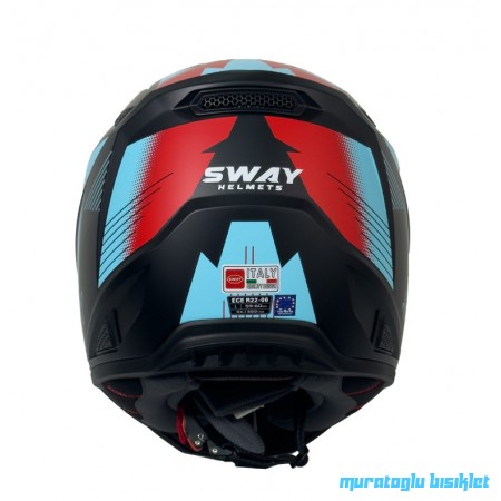 SWAY - FS-635 NOVA CROSS KASK - SİYAH KIRMIZI MAVİ - L BEDEN