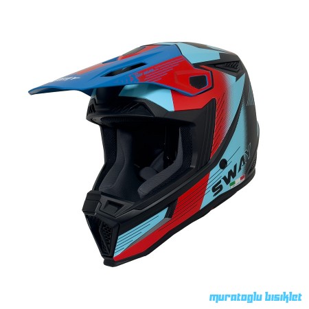 SWAY - FS-635 NOVA CROSS KASK - SİYAH KIRMIZI MAVİ - L BEDEN