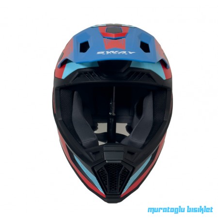 SWAY - FS-635 NOVA CROSS KASK - SİYAH KIRMIZI MAVİ - L BEDEN