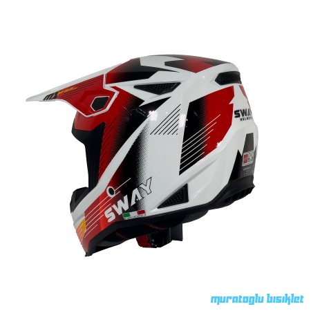 SWAY - FS-635 NOVA CROSS KASK - SİYAH BEYAZ KIRMIZI - L BEDEN