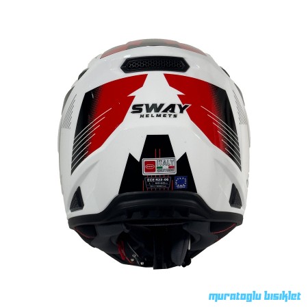 SWAY - FS-635 NOVA CROSS KASK - SİYAH BEYAZ KIRMIZI - L BEDEN