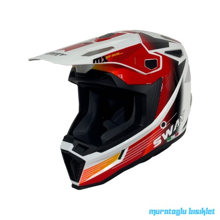 SWAY - FS-635 NOVA CROSS KASK - SİYAH BEYAZ KIRMIZI - L BEDEN