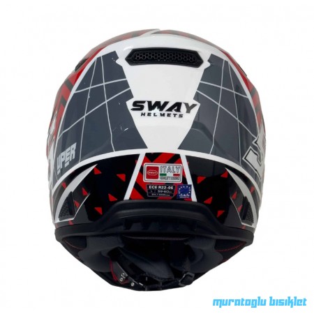 SWAY - FS-635 SUPER CROSS KASK - SİYAH KIRMIZI BEYAZ - L BEDEN