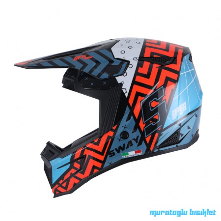 SWAY - FS-635 SUPER CROSS KASK - SİYAH MAVİ TURUNCU - L BEDEN