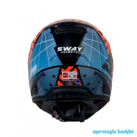SWAY - FS-635 SUPER CROSS KASK - SİYAH MAVİ TURUNCU - L BEDEN