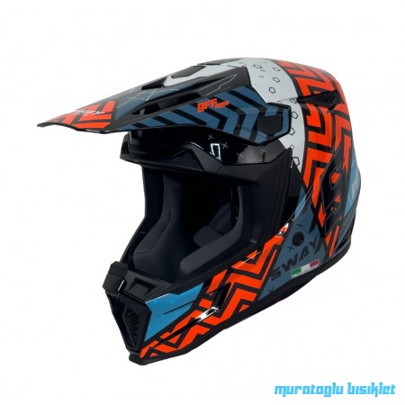 SWAY - FS-635 SUPER CROSS KASK - SİYAH MAVİ TURUNCU - L BEDEN