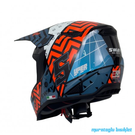 SWAY - FS-635 SUPER CROSS KASK - SİYAH MAVİ TURUNCU - L BEDEN