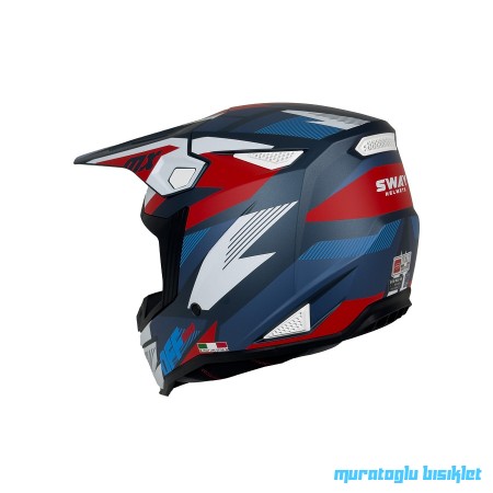 SWAY - FS-635 SHOT CROSS KASK - MAVİ KIRMIZI SİYAH BEYAZ - L BEDEN