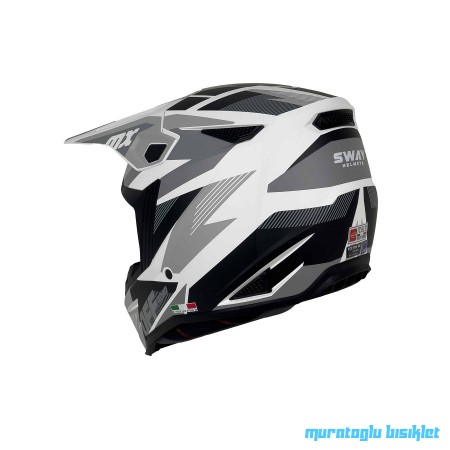 SWAY - FS-635 SHOT CROSS KASK - SİYAH GRİ BEYAZ - L BEDEN