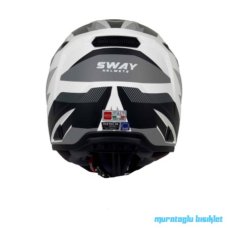 SWAY - FS-635 SHOT CROSS KASK - SİYAH GRİ BEYAZ - L BEDEN