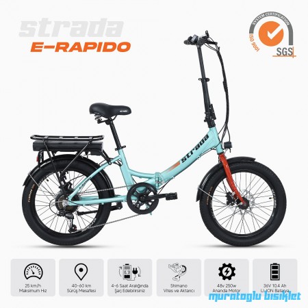 20J STRADA E-RAPIDO ELEKTRİKLİ KATLANIR BİSİKLET - YEŞİL KIRMIZI
