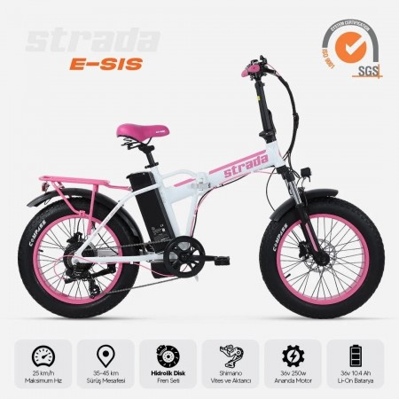 20J STRADA E-SİS ELEKTRİKLİ KATLANIR BİSİKLET - BEYAZ PEMBE