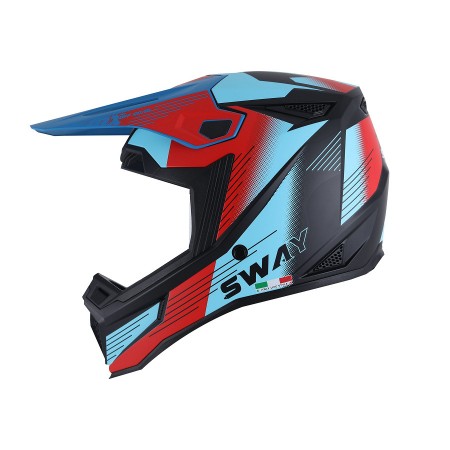 SWAY - FS-635 NOVA CROSS KASK - SİYAH KIRMIZI MAVİ - L BEDEN