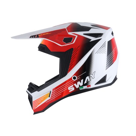 SWAY - FS-635 NOVA CROSS KASK - SİYAH BEYAZ KIRMIZI - L BEDEN