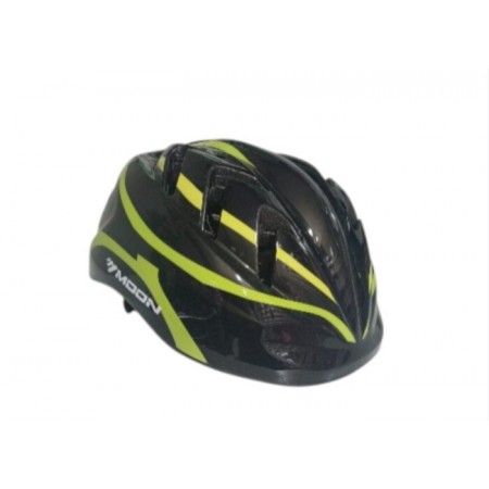 MOON MV-7 ÇOCUK KASK ÇİZGİ DESENLİ - SİYAH YEŞİL SARI - M