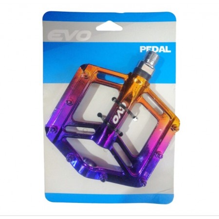 EVO Alüminyum Pedal Rulmanlı Çivili  - Mor/Turuncu