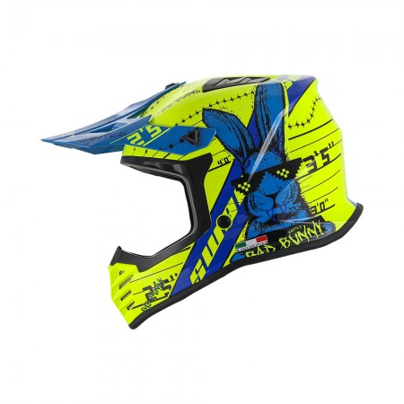 SWAY - FS-618 BUNNY CROSS KASK - PARLAK NEON SARI LACİVERT - XLARGE BEDEN