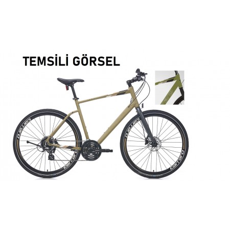 28J CARRARO SPORTIVE 324 ŞEHİR BİSİKLETİ - MAT HAKİ YEŞİL SİYAH - 48 KADRO