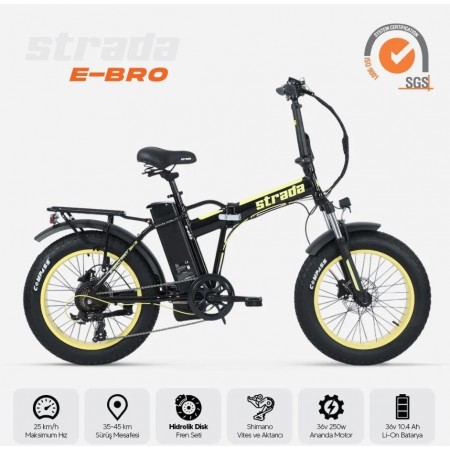 20J STRADA E-BRO ELEKTRİKLİ KATLANIR BİSİKLET - SİYAH SARI